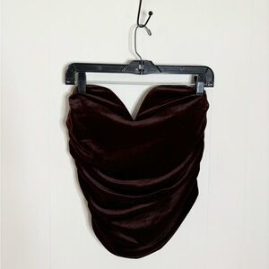 Express velvet corset ruched blouse strapless body contour size M